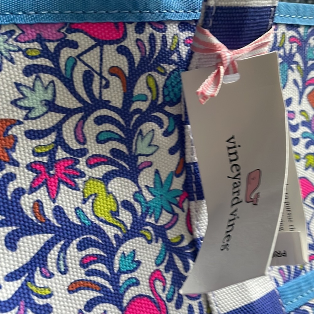 Vineyard Vines Blue White Floral Stripe Tote - Picture 4 of 6